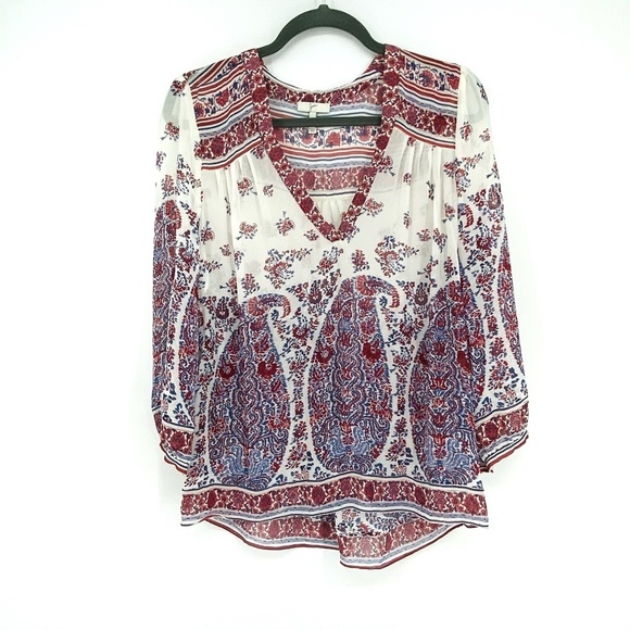 Joie | Fraizer Floral & Paisley Silk Boho Top Sz S - Picture 1 of 14